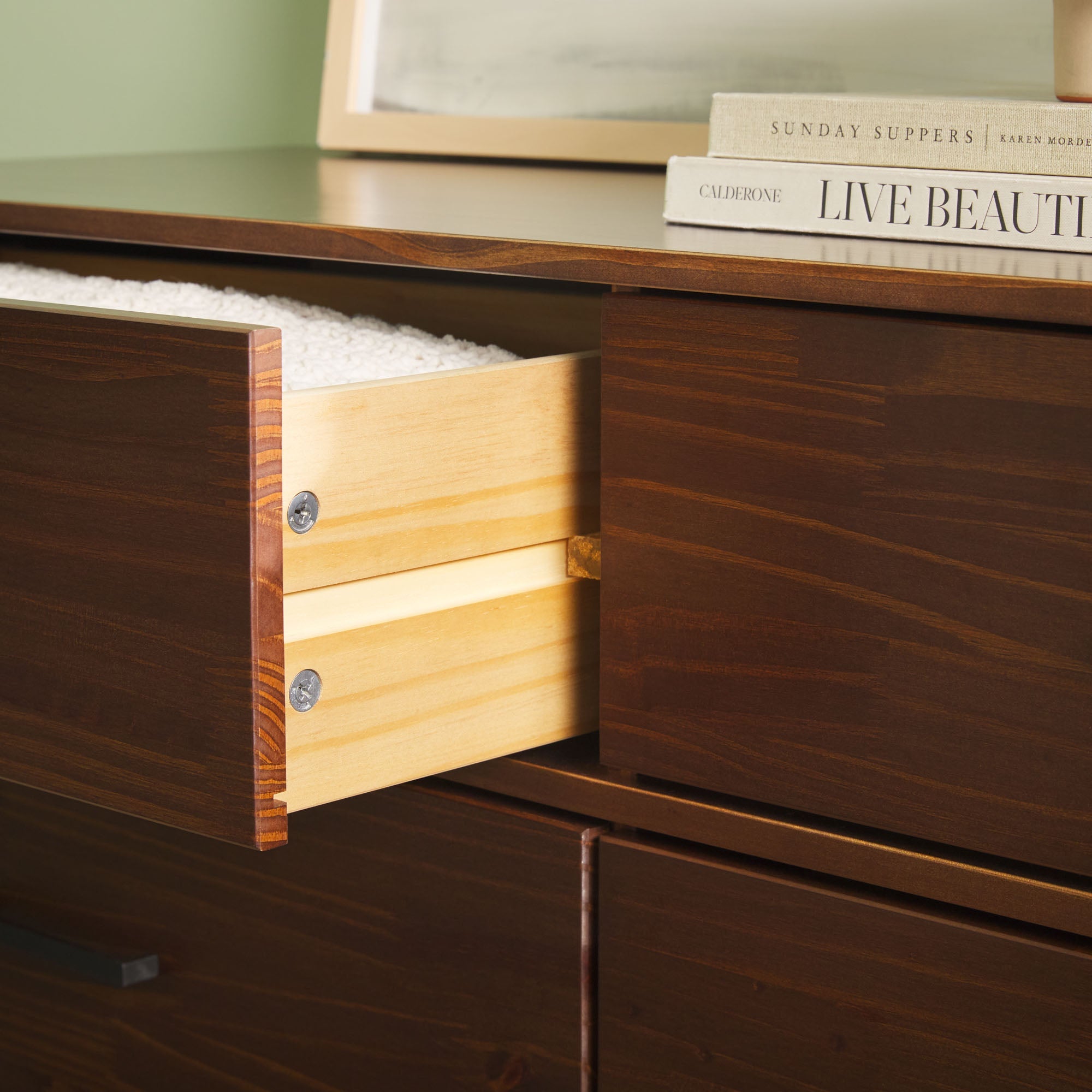 6-Drawer Modern Solid Wood Dresser with Metal Handles