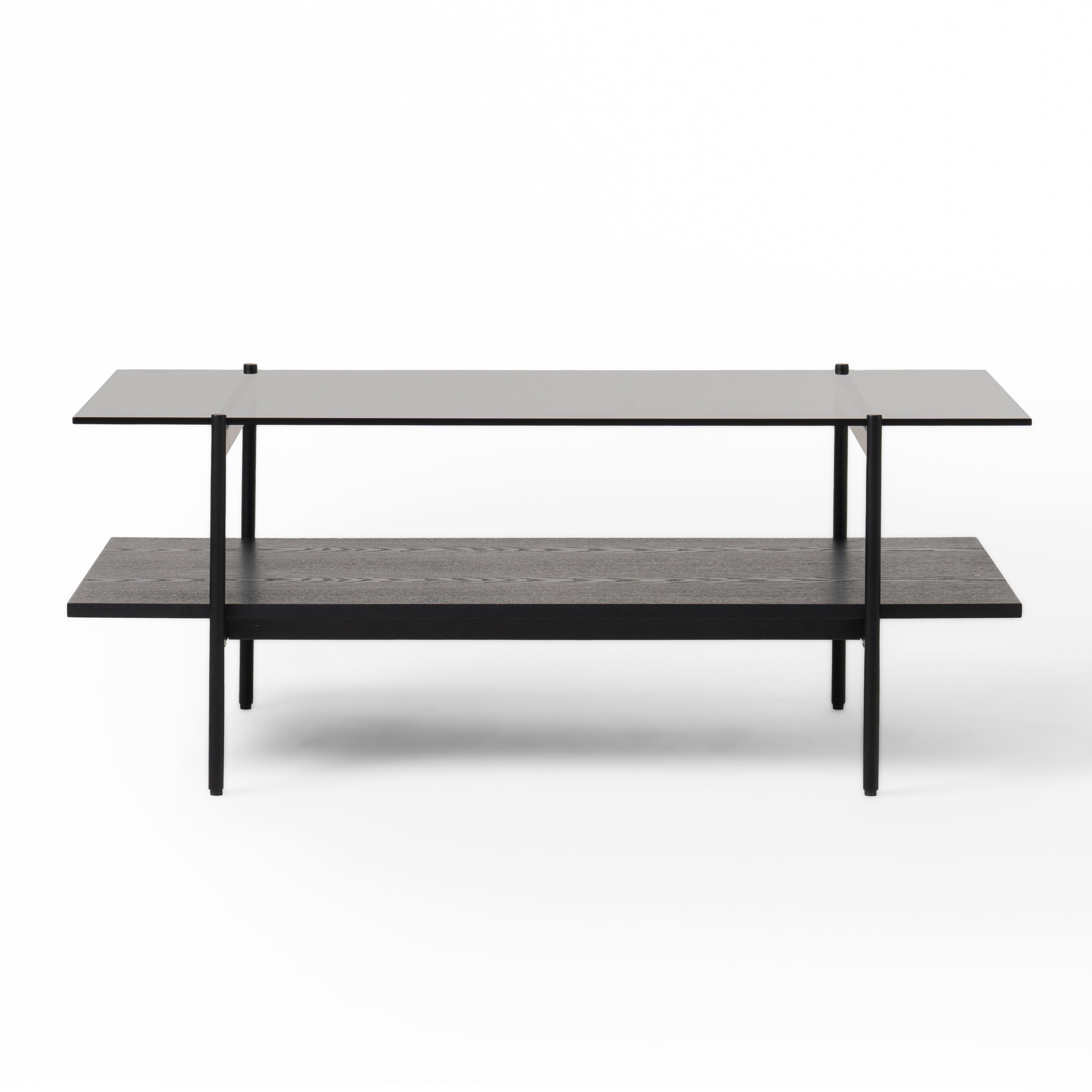 Modrest Conley - Mid-Century Modern Grey Glass + Black Ash Coffee Table