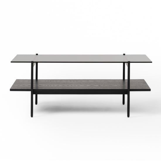 Modrest Conley - Mid-Century Modern Grey Glass + Black Ash Coffee Table