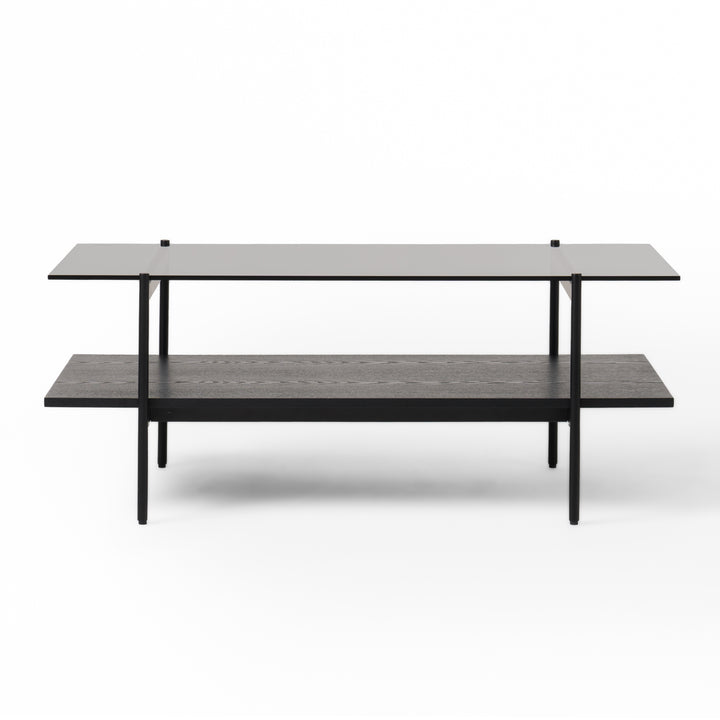 Modrest Conley - Mid-Century Modern Grey Glass + Black Ash Coffee Table