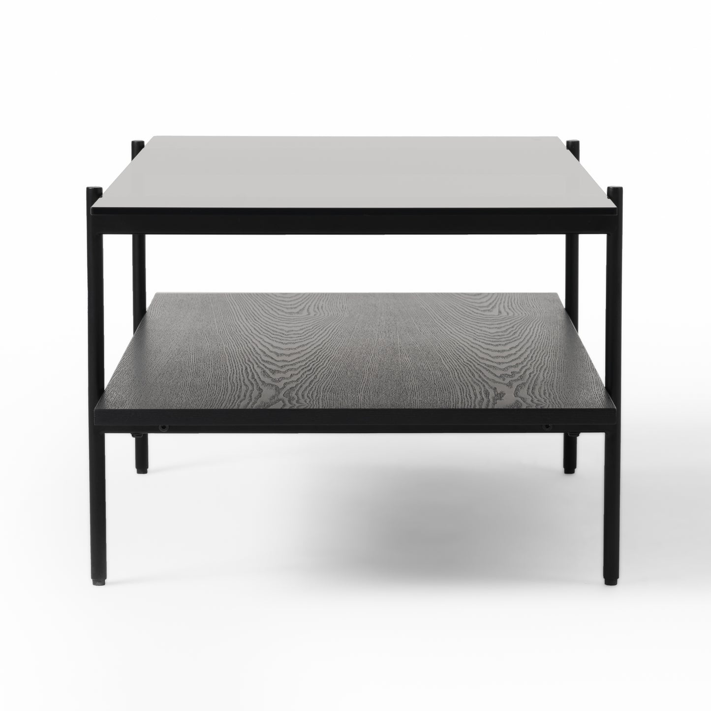 Modrest Conley - Mid-Century Modern Grey Glass + Black Ash Coffee Table