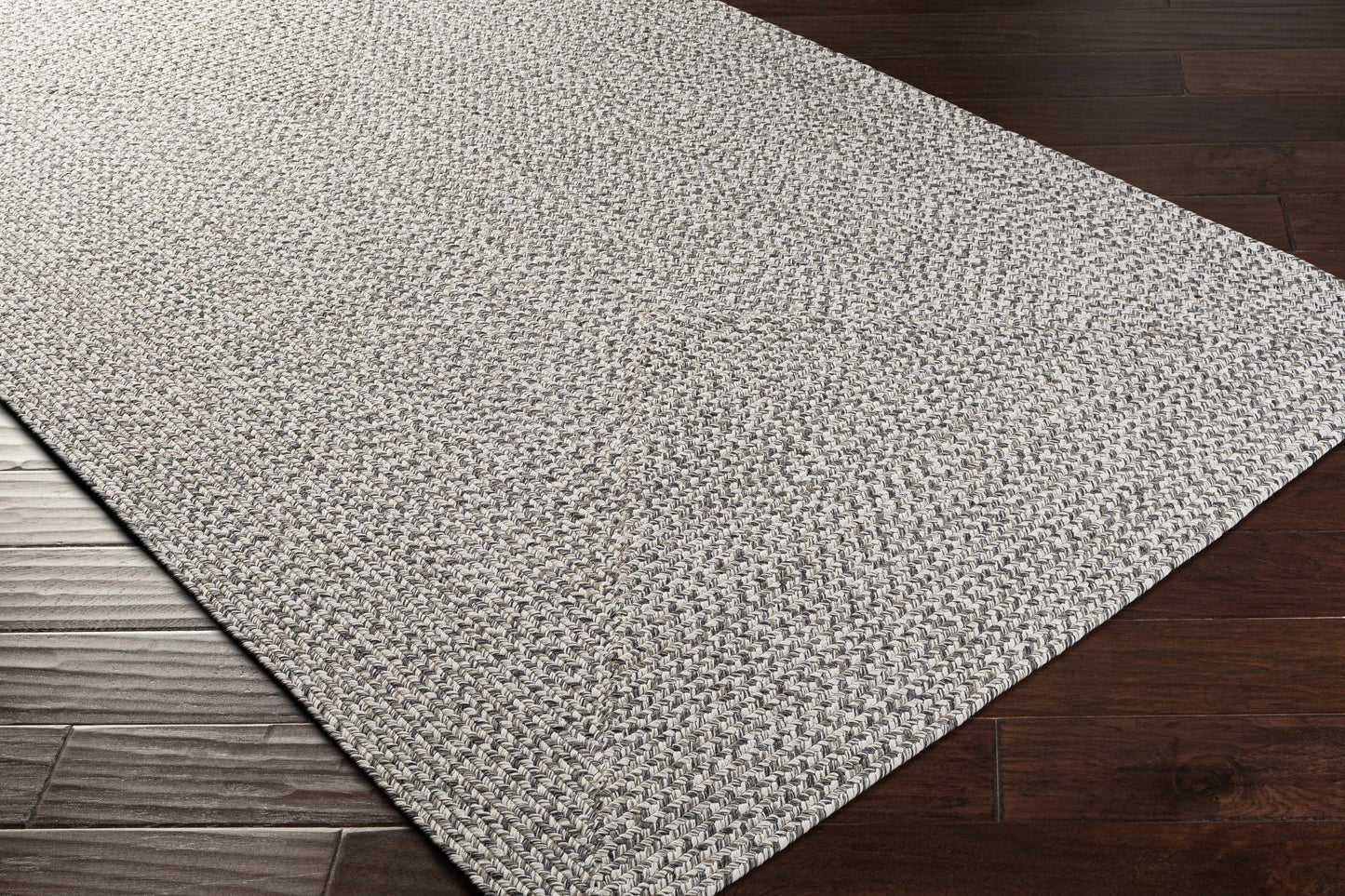 Braided Faux Jute Rug, Cream/Charcoal