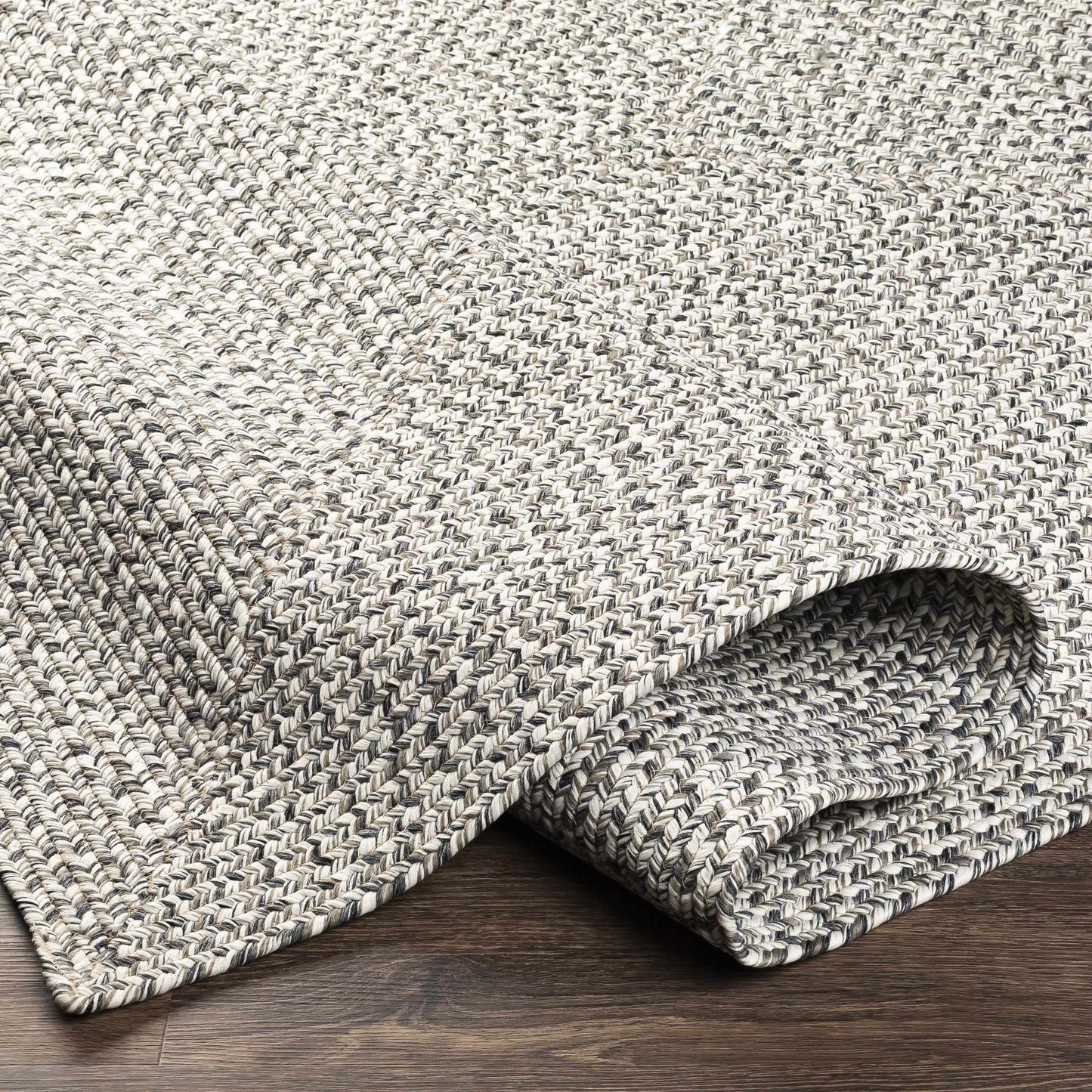 Braided Faux Jute Rug, Cream/Charcoal