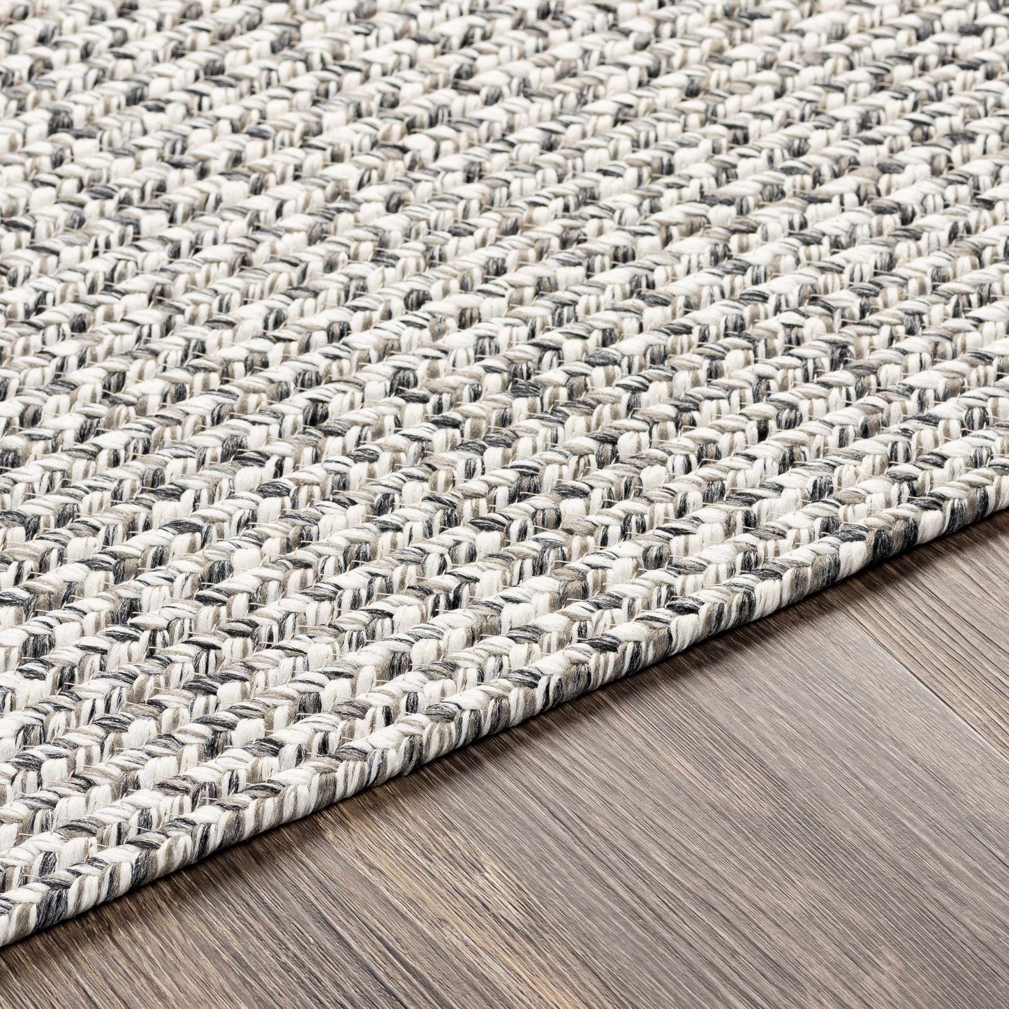 Braided Faux Jute Rug, Cream/Charcoal