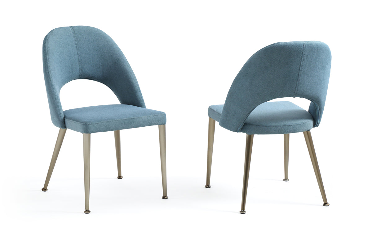 Gloria - Modern Blue & Antique Brass Dining Chair (Set of 2)