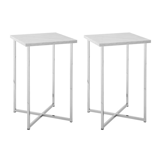 Modern Glam Metal and Wood Square Accent Tables 2-Piece Set