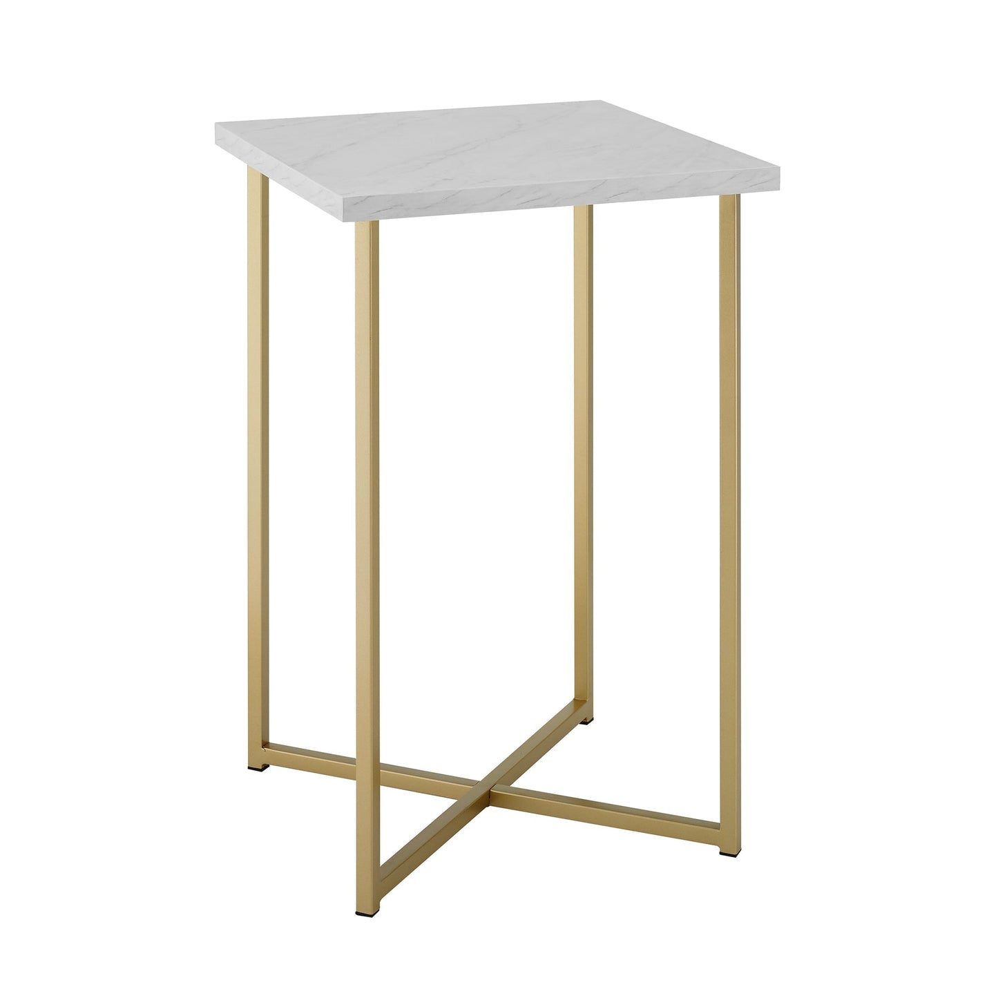 Modern Glam Metal and Wood Square Accent Tables 2-Piece Set