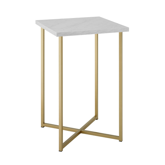 Modern Glam Metal and Wood Square Accent Tables 2-Piece Set