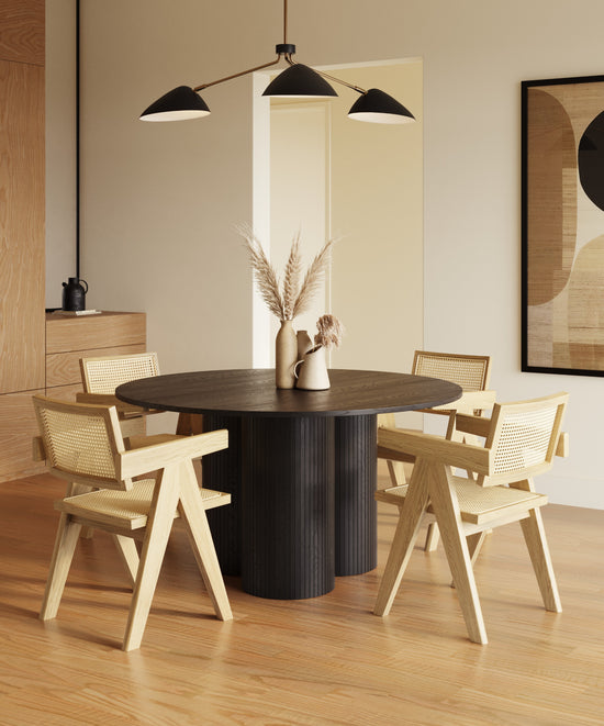 Modrest Depew - Mid-Century Modern Black Oak Round Dining Table