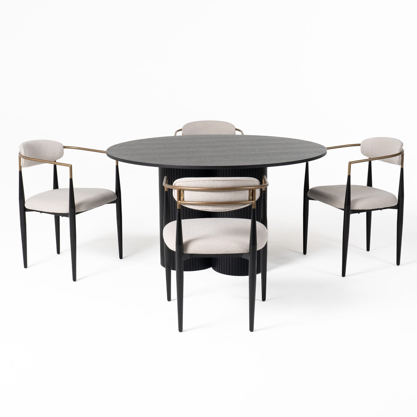 Modrest Depew - Mid-Century Modern Black Oak Round Dining Table