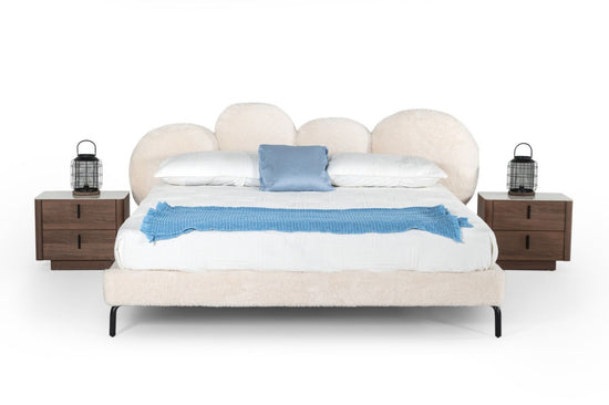 Modrest Destiny - Queen Contemporary White Sherpa Bubble Bed