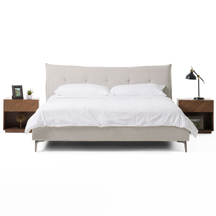 Queen - Modrest Dysart - Modern Grey Fabric Bed