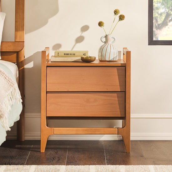 Oswald Mid-Century Modern 2-Drawer Wood Nightstand