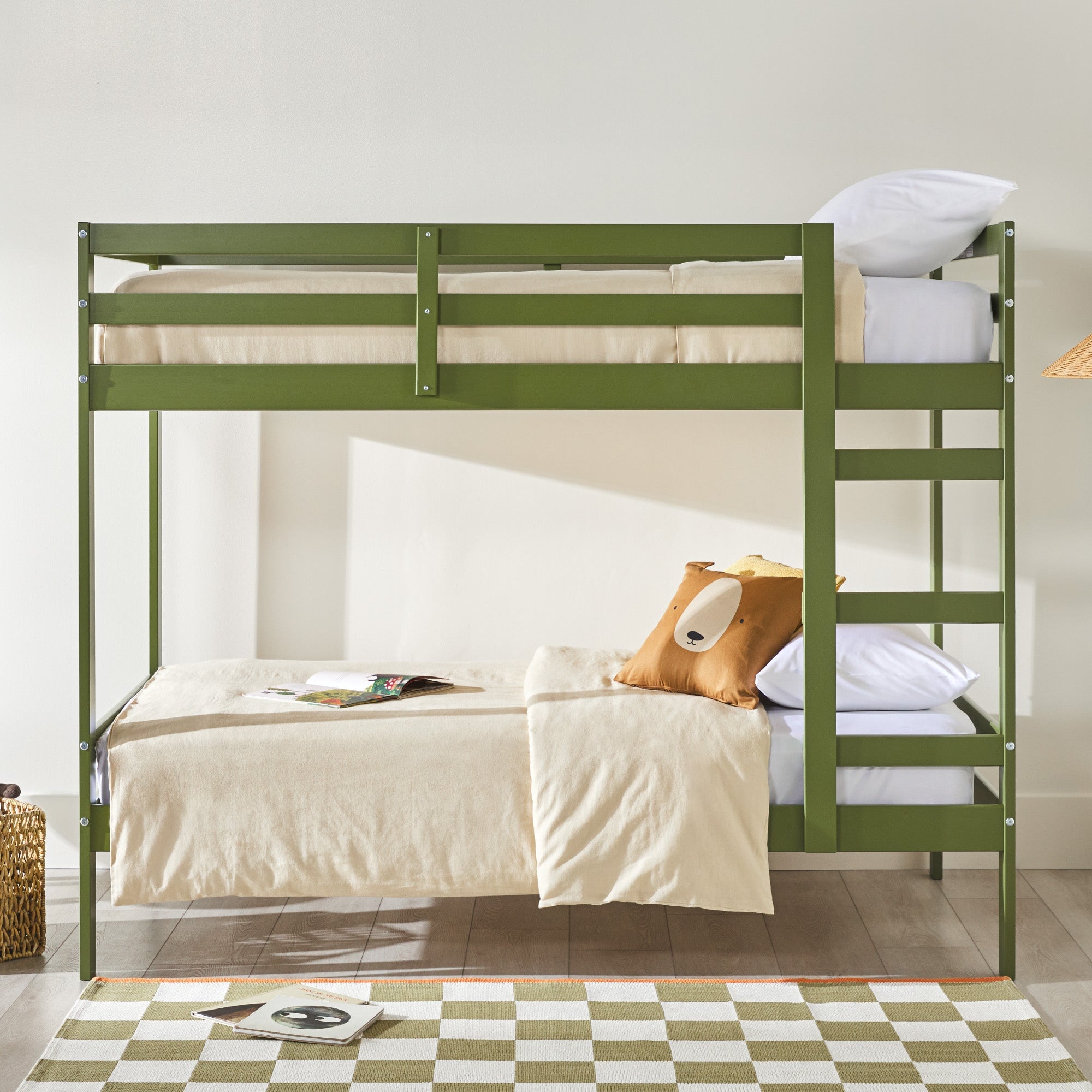 Sophie Simple Solid Wood Twin Over Twin Bunk Bed