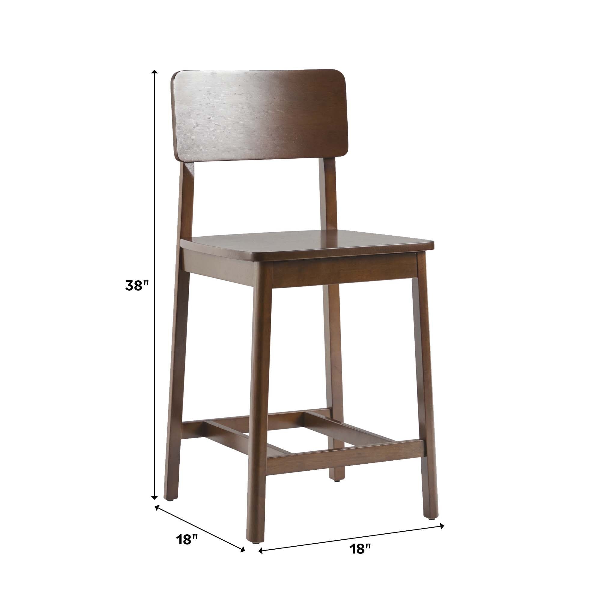 Minimalist Solid Wood Counter Stool, Set of 2