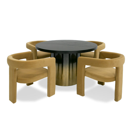 Modrest Elmira - Glam Black Ash + Gradient Stainless Steel Round Dining Table