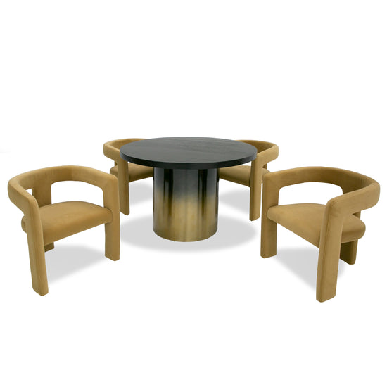 Modrest Elmira - Glam Black Ash + Gradient Stainless Steel Round Dining Table