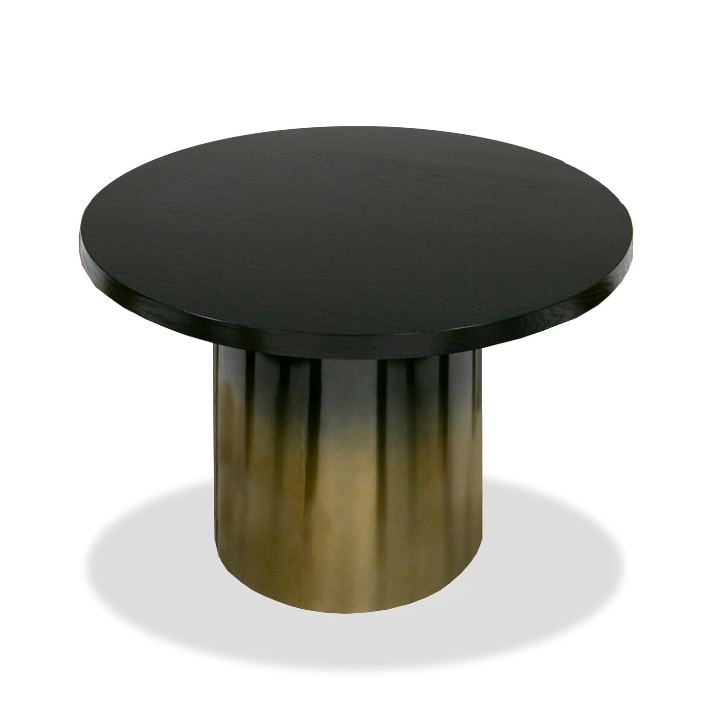 Modrest Elmira - Glam Black Ash + Gradient Stainless Steel Round Dining Table