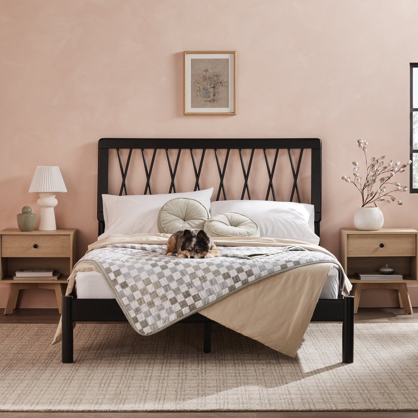 Xavier X Spindle Mid-Century Modern Solid Wood Bed