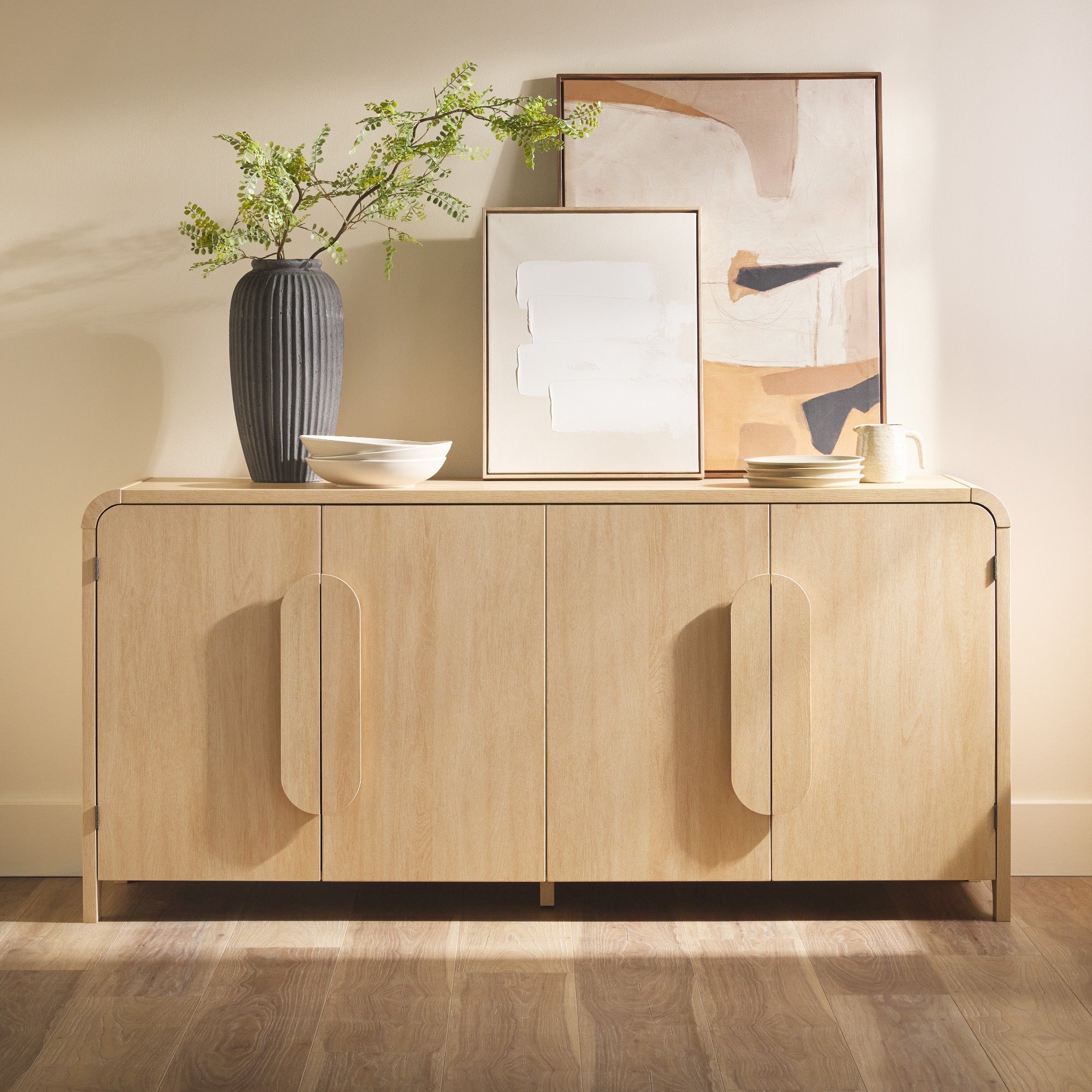 Chantelle 64" Modern Curved Buffet Sideboard & TV Stand