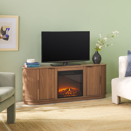 Chloe Modern Scandinavian Reeded 60" Fireplace TV Stand