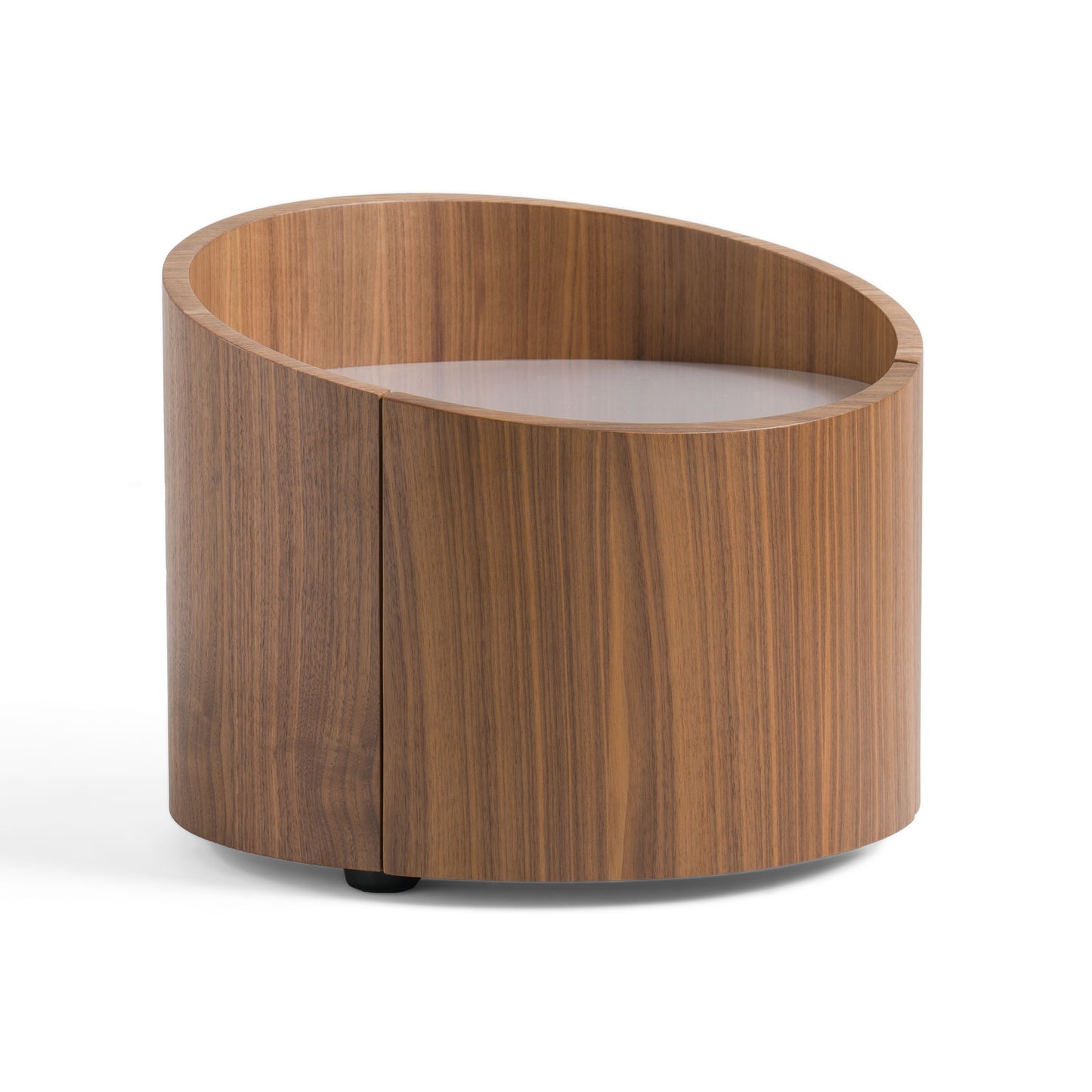 Modrest Geneva - Modern Walnut Round Nightstand