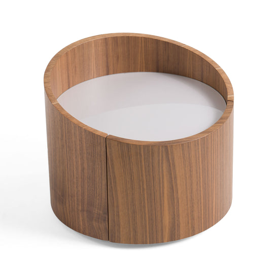 Modrest Geneva - Modern Walnut Round Nightstand