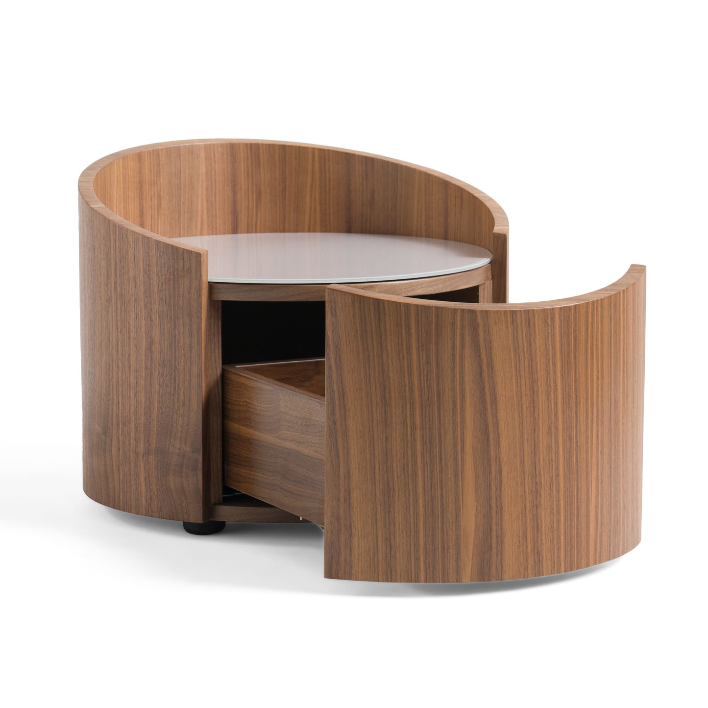 Modrest Geneva - Modern Walnut Round Nightstand