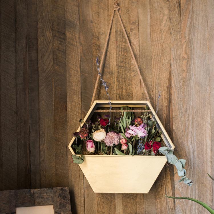 Gold Metal Planter Hexagon Hanging Planter