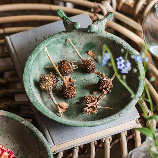 Green Iron Tray Bird Decorative Tray