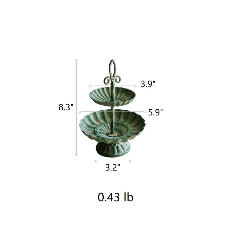 Green Iron Two Tier Small Decorative Tray