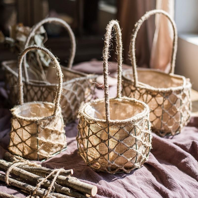 Handmade Hemp Basket Randomly Picked Set of 3