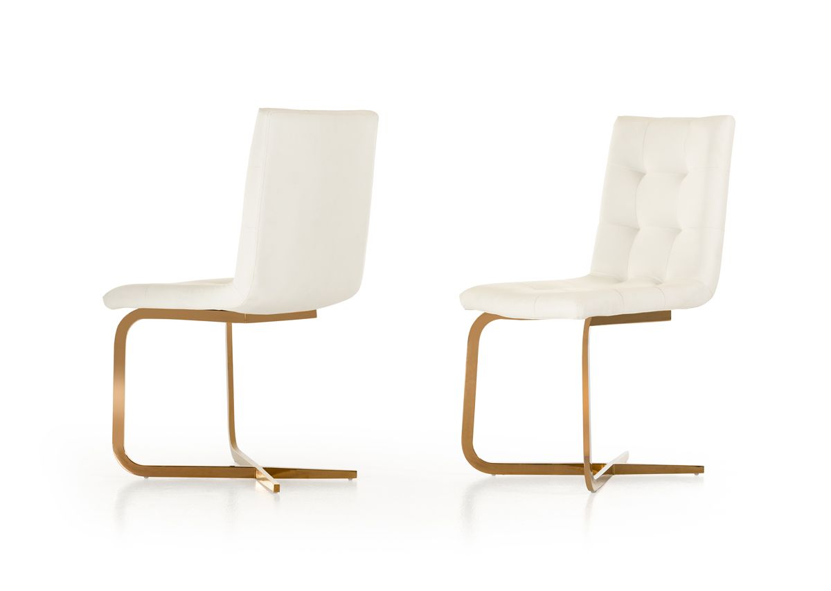 Haslet - Modern White & Rosegold Dining Chair (Set of 2)