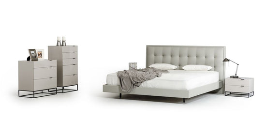 Queen Modrest Hera Modern Grey Leatherette Bed