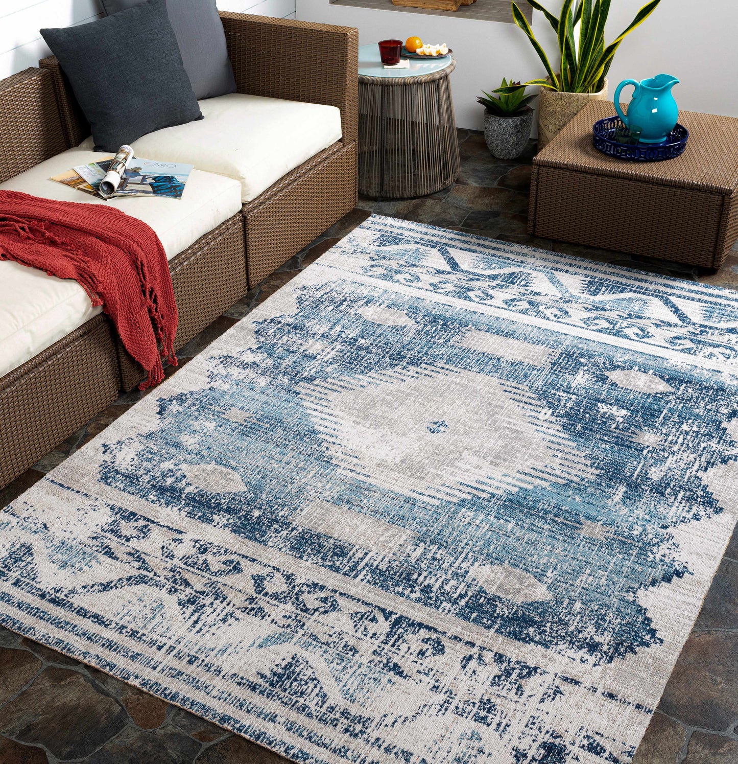 Westmount Aztec Area Rug, Denim