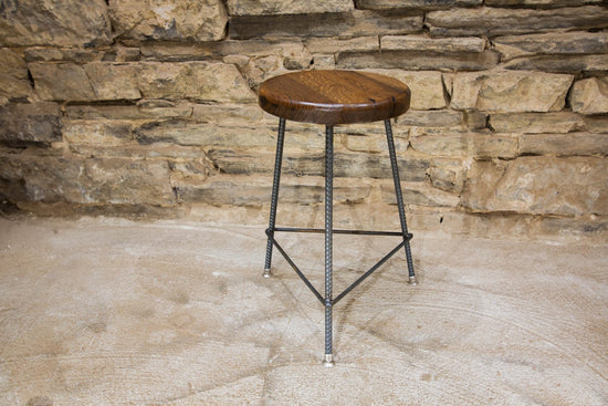 Reclaimed Wood & Metal Tripod Stool