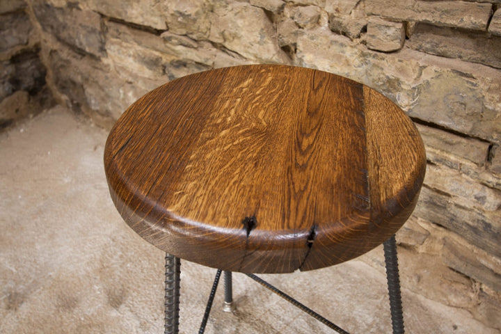 Reclaimed Wood & Metal Tripod Stool