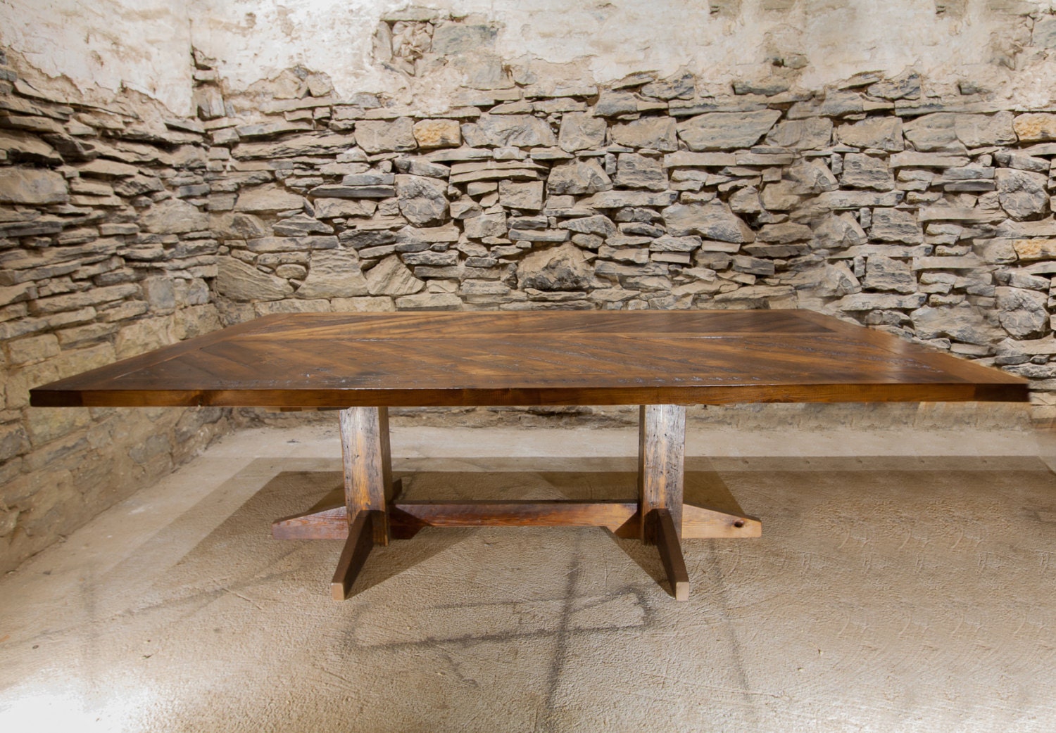 Reclaimed Barnwood Chevron Dining Table