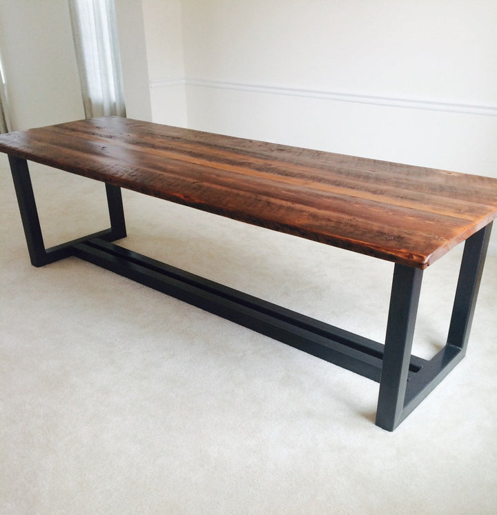 Reclaimed Heart Pine Slab Dining Table