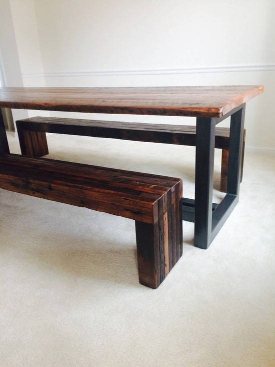 Reclaimed Heart Pine Slab Dining Table