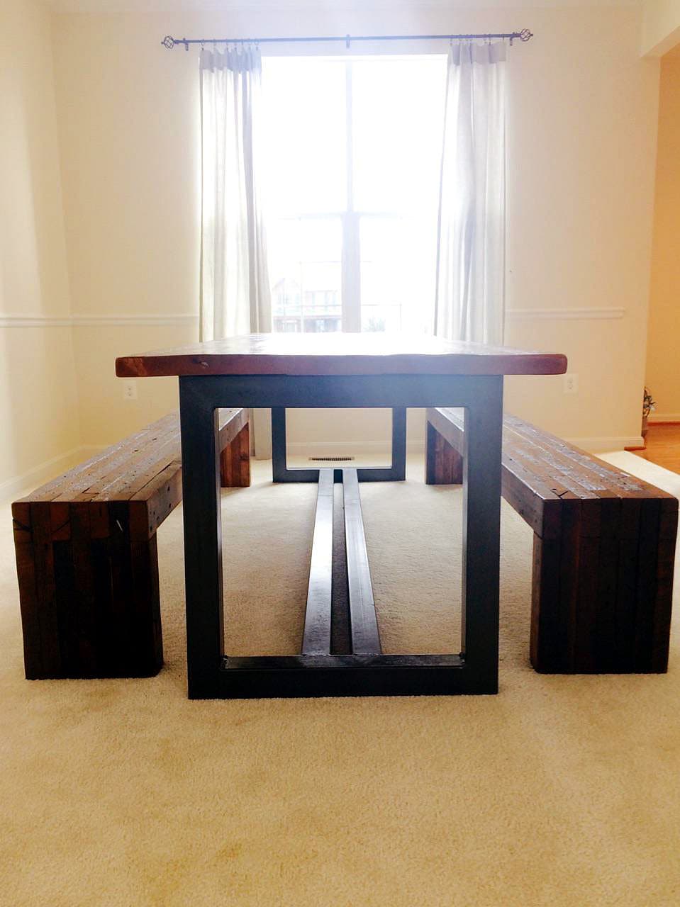 Reclaimed Heart Pine Slab Dining Table