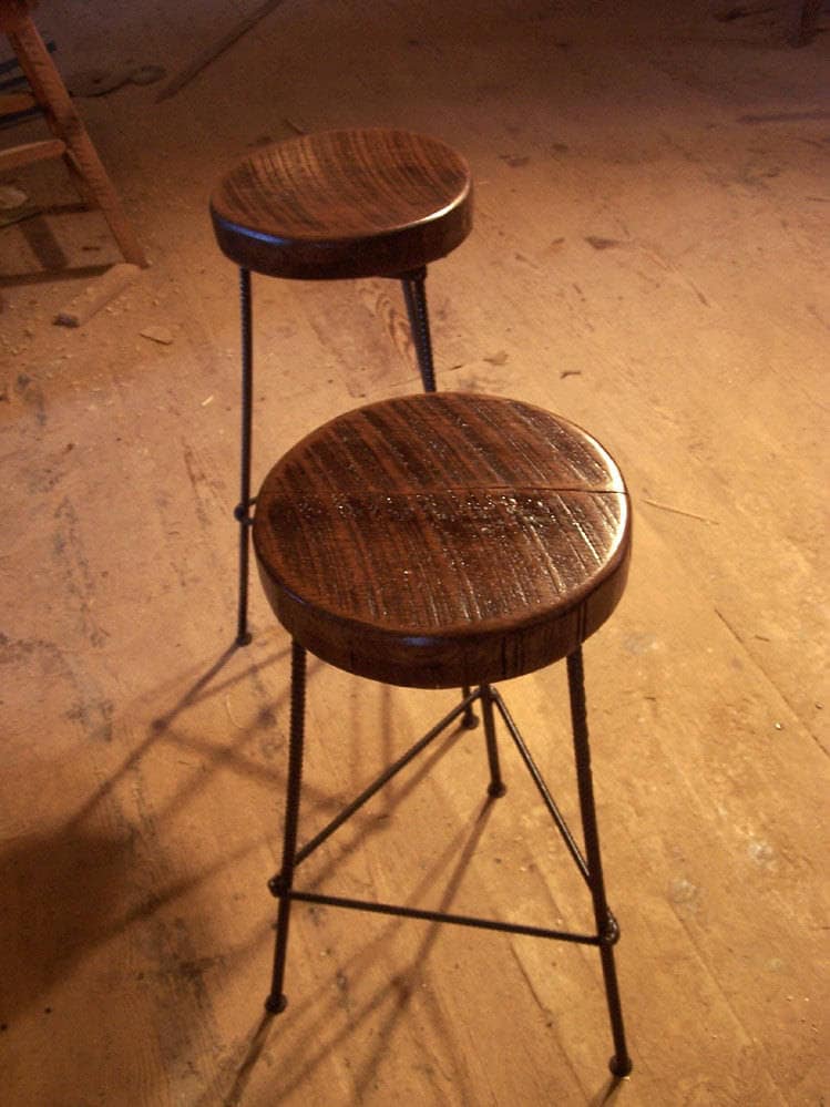 Reclaimed Wood & Metal Tripod Stool