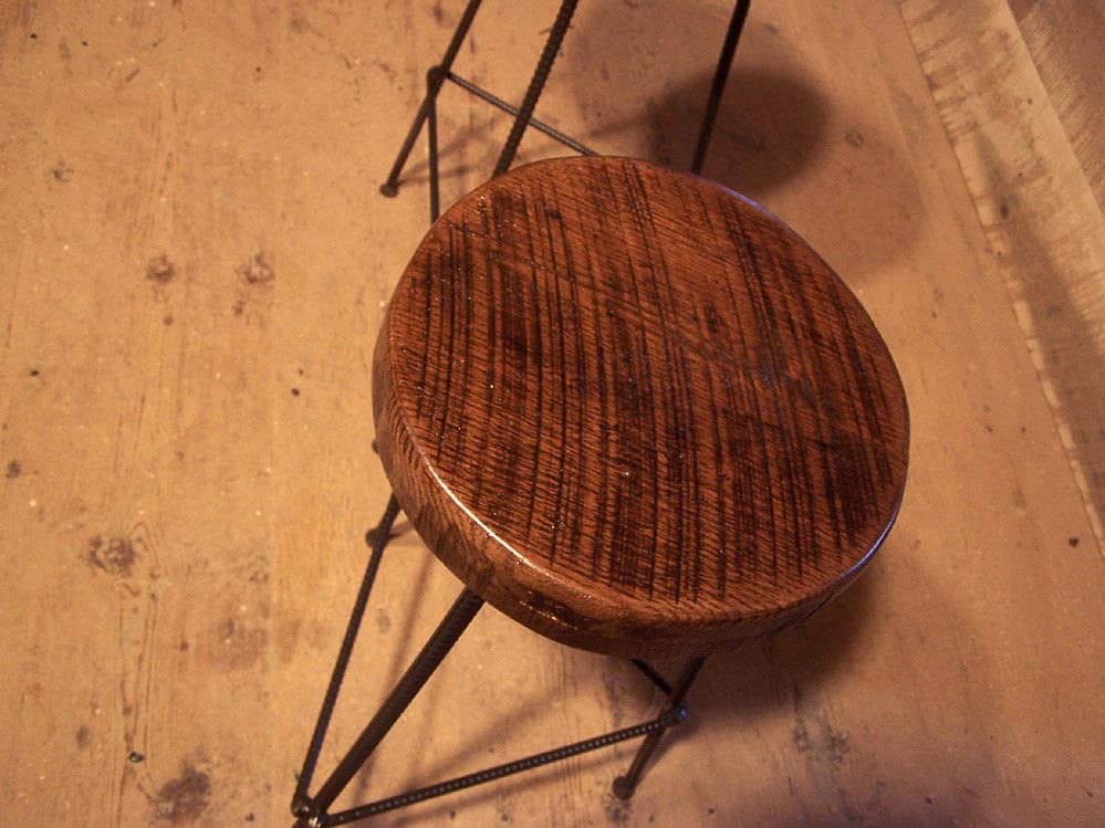 Reclaimed Wood & Metal Tripod Stool