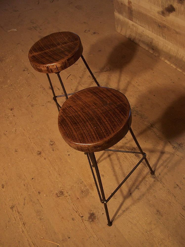 Reclaimed Wood & Metal Tripod Stool