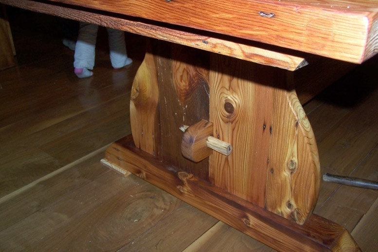 Reclaimed Heart Pine Trestle Dining Table