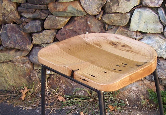 "Spinnaker" Reclaimed Wood Stool w/ Scooped Seat