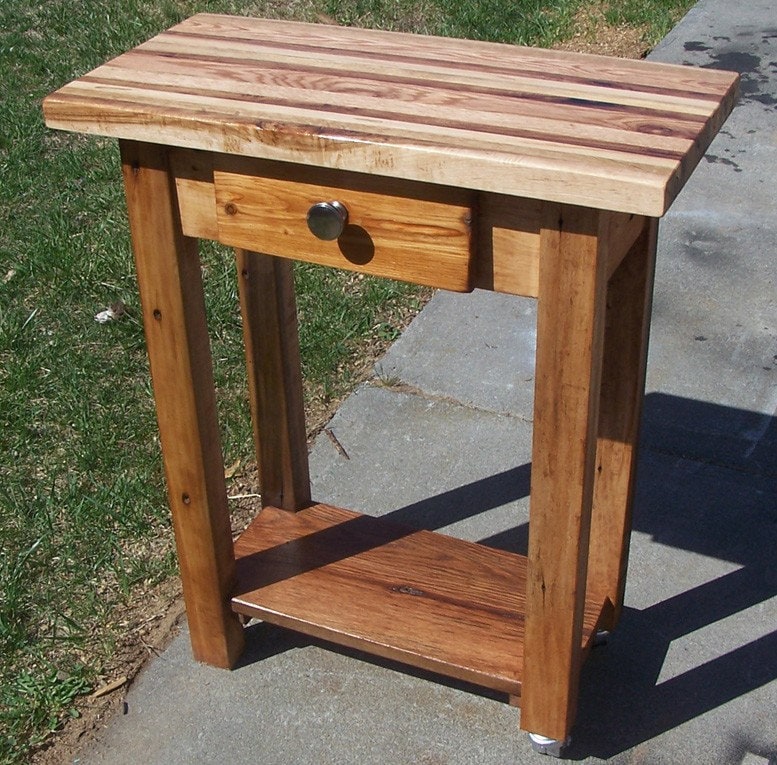 Small Butcher Block Kitchen Island with Drawer & Shelf