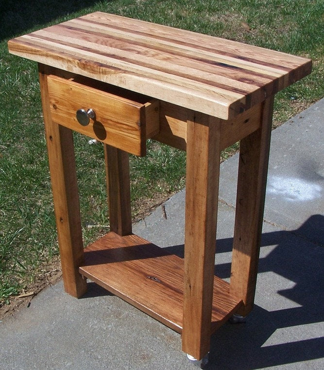 Small Butcher Block Kitchen Island with Drawer & Shelf