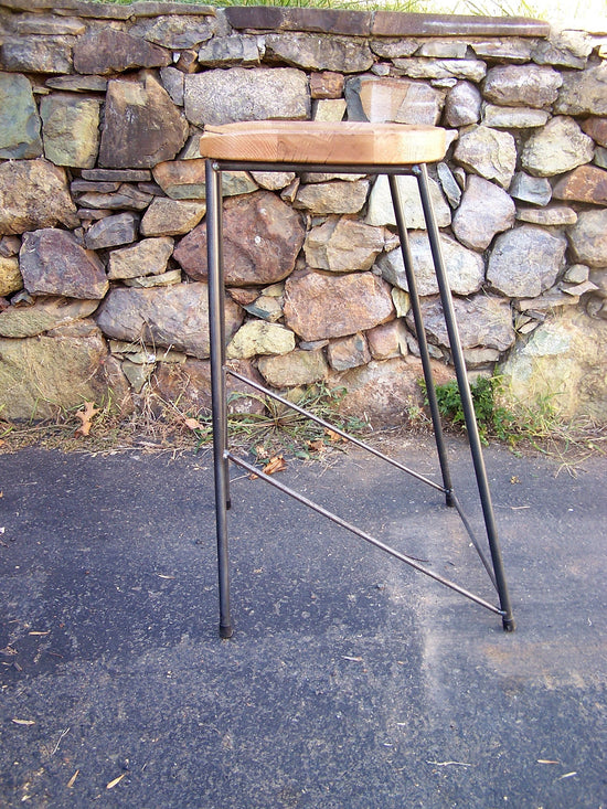 "Spinnaker" Reclaimed Wood Stool w/ Scooped Seat