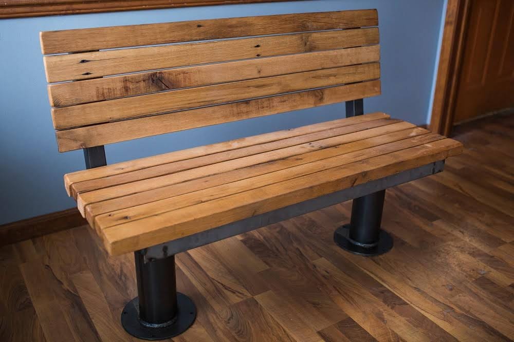 Bolt Down Wooden Bench with Back